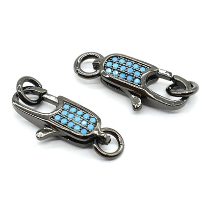 Замок карабин 16мм с фианитами, цв.черный