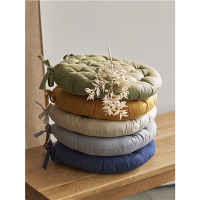 Подушка на стул круглая из хлопка серого цвета из коллекции Essential, 35 см