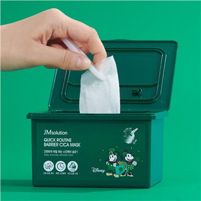 JMsolution Набор успокаивающих тканевых масок для лица с центеллой / Disney Quick Routine Barrier Cica Mask, 350 мл