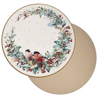 НАБОР ПОДСТАНОВОЧНЫХ САЛФЕТОК "СНЕГИРИ" ИЗ 2 ШТ., ДИАМЕТР=38 СМ