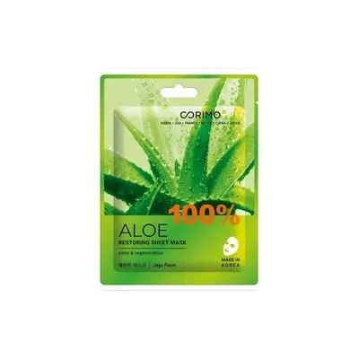 Corimo Маска тканевая для лица "Восстановление" 100% ALOE 22г (Ю. Корея)