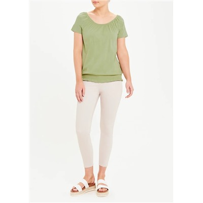 Shirred Wide Neck T-Shirt