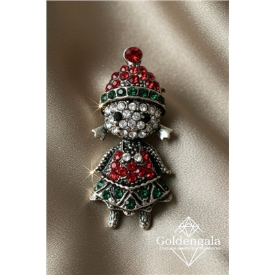 Брошь новогодняя "снегурочка" БР4 модель БРО/25 серебро