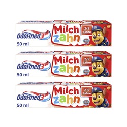Odol med 3 3x50 ml Milchzahn Zahnpasta Зубная паста Детская с 2 до 5 лет, 3 шт.
