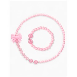 Набор детских украшений Выбражулька «Бантик», 2 предмета: бусы, браслет d=5 см розовый