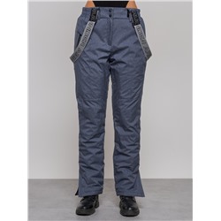 Полукомбинезон утепленный женский зимний горнолыжный синего цвета 911S