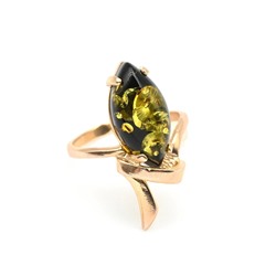 Кольцо с янтарем С925 рис 8*15мм цв.зеленый размер 17, 2,4г