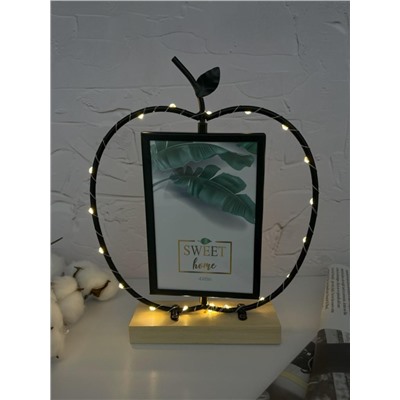 Фоторамка со светодиодами «Apple», black, металл (10*15 см)