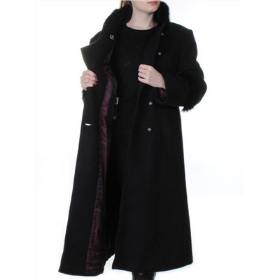 13927A BLACK Пальто шерстяное с мехом HELLEN
