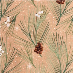 Дорожка на стол новогодняя Этель Spruce branches 30×70см, 100% хлопок, саржа 190 г/м², бежевая