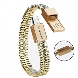 USB кабель micro USB 0.22м AWEI CL-86 браслет (золото)