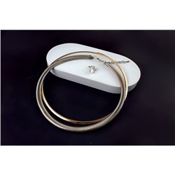 Чокер Золотая дуга + Чокер Жгут цвет серебро + Подарок, в подарочном пакете Набор 3в1