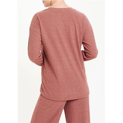 Soft Touch Ribbed Drawstring Sweatshirt