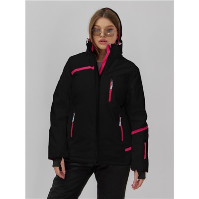 Горнолыжная куртка женская зимняя черного цвета 7091Ch