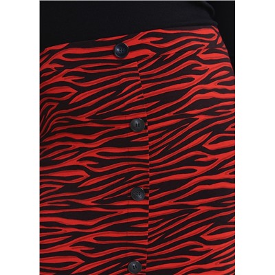 Papaya Curve Animal Print Button Front Midi Skirt