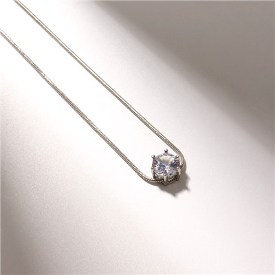 Кулон на цепочке «Стразинка», крупная, белый в серебре, 40 см