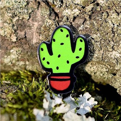 Значок КАКТУС в горшке (Cactus, Брошь)
