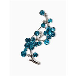 Брошь «Цветы» ветвь яблони, цвет голубой в серебре