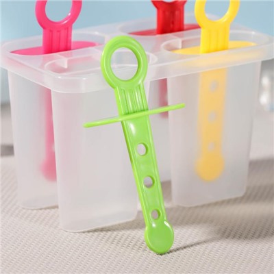 Форма для мороженого Доляна «Симпл», 12.5×7×10 см, 4 ячейки, 50 мл, пластик, прозрачная