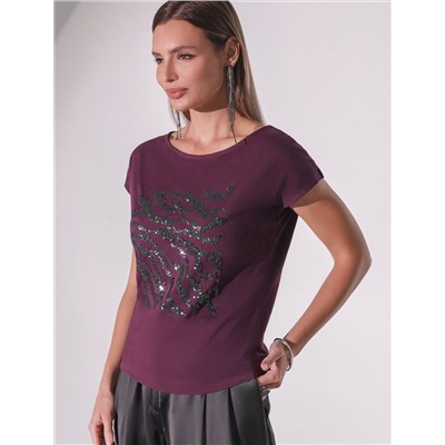 Нарядная футболка с принтом пайетками