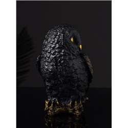 Фигурка гипс «Сова на пеньке», 14×9×10 см, чёрная