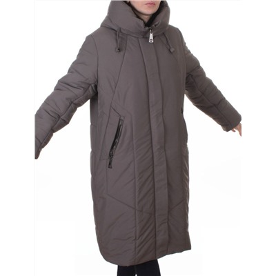 A615 GRAY/BEIGE Пальто зимнее женское (верблюжья шерсть, 120 гр. холлофайбер)