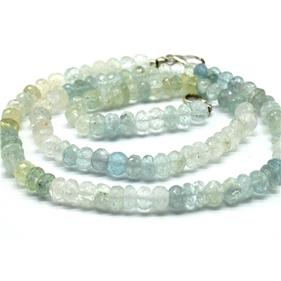 Бусы Аквамарин рондель 6-7мм в ювелирной огранке, 48см, 31г