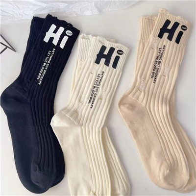 European New Cotton Porching socks Personalized Hi Letter Standard Beggar Socks Men's Men's Mock Socks Socks Net Red Same