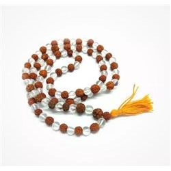 Чётки из Рудракши и Кварца (108 шариков), Rudraksha Sphatik Mala (108 beads), произв. Kalyan Puja