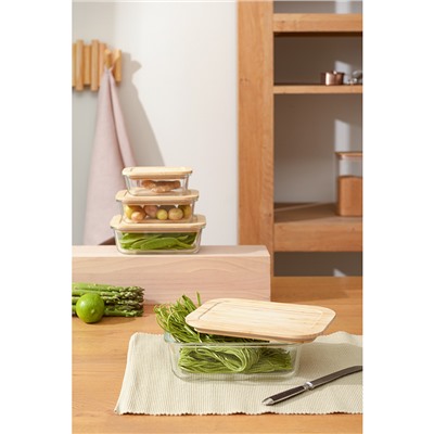 Контейнер для запекания и хранения Eco Store с крышкой из бамбука, 1520 мл