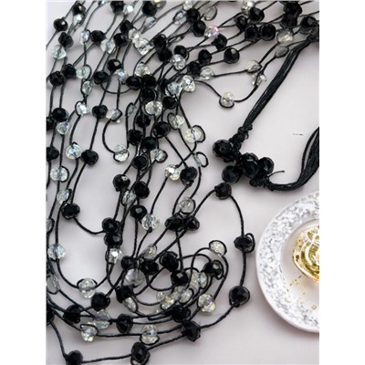 Комплект бижутерии "Хрустальная россыпь" , цвет черный с прозрачным
