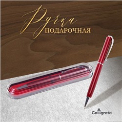 Ручка подарочная, шариковая «Классика» в пластиковом футляре, поворотная, бордовая с серебристыми вставками