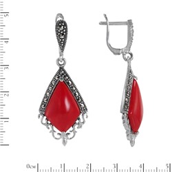 Серьги 'Косынка' с кораллом и марказитами ТАСН.334КЛN