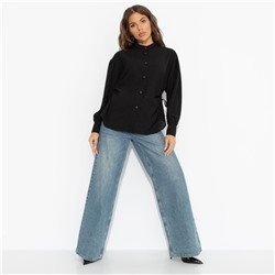 Рубашка с ажурной спинкой и сборками, Невозможно оторваться (черная)