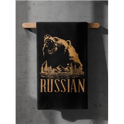 Полотенце махровое Этель Russian, 50×90 см, 100% хлопок, 420 г/м², чёрно-золотое
