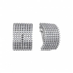 Серьги с фианитом родированные серебро 925*