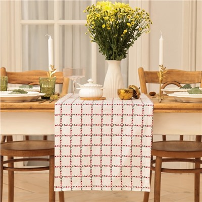 Дорожка на стол Этель Flower Cage 40×149 см, 100% хлопок, рогожка 186 г/м², белая