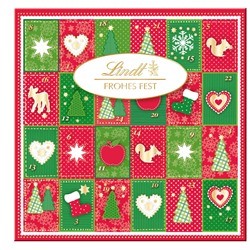 Lindt Frohes Fest Tisch Adventskalender 115g, Линдт Адвент календарь 2025, 24 сладких сюрприза, 115 грамм