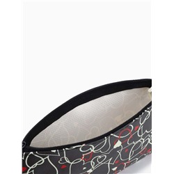 Косметичка-пенал на молнии, плоская, маленькая, с принтом, чёрная