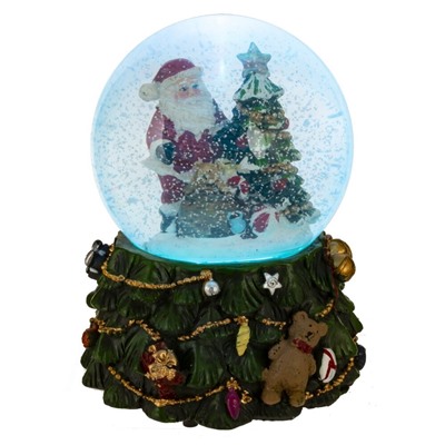 GAEM Фигурка декор в стекл шаре "Дед Мороз" ( подсв, муз, вьюга, AAAх3 н/п), D 10 см, L11 W11 H15 см