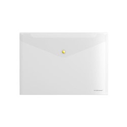 Папка-конверт на кнопке А4, 160 мкм, ErichKrause Glossy Clear, глянцевая, с цветной кнопкой, прозрачная, микс