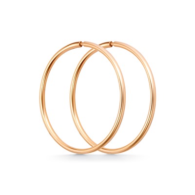 Серьги позолоченные сеч.круг 1,3 d-30 мм серебро 925*