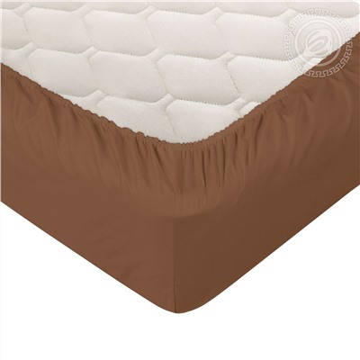 Простыня на резинке из сатина Коричневый Арт Дизайн