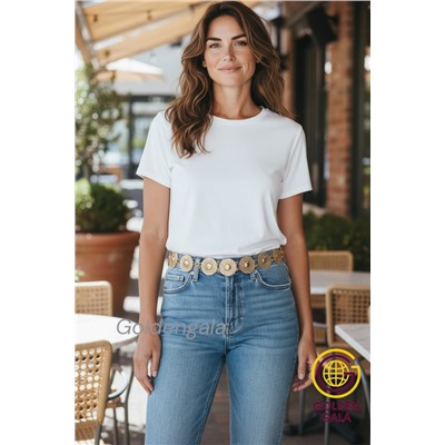 Пояс женский цепочка  с кольцами цвет золото модель 11