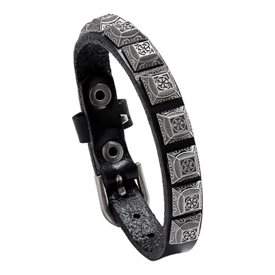 BS844 Кожаный браслет, 23х1см, цвет чёрный