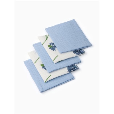 Набор платочков Крошка Я  Cornflowers (вид 1) 20*20 см-5 шт, муслин, 100 % хлопок