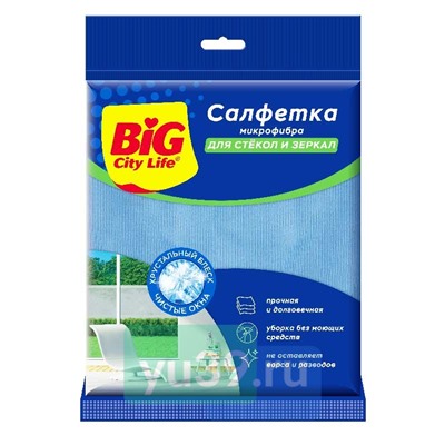 Салфетки BIG City из микрофибры для стёкол и зеркал, 1шт