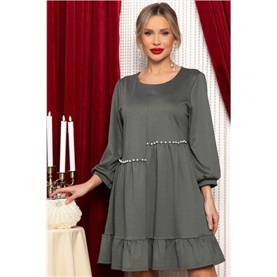 Платье бохо трикотажное Млада (темно-оливковое) П14412-8М