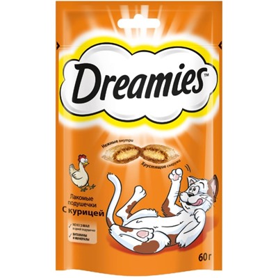 Лакомство Dreamies для кошек, курица, 60 г