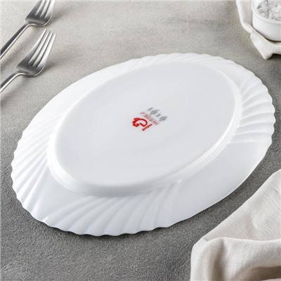 Блюдо сервировочное Avvir «Лист папоротника», овальное, 30×22 см, стеклокерамика, белое